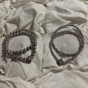 Matching His & Hers Chrome Hearts Style Silver Dice & Cross Ball Chain Bracelet